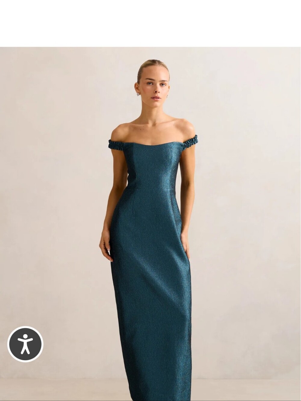 Ever New Teal Textured Off-Shoulder Dress